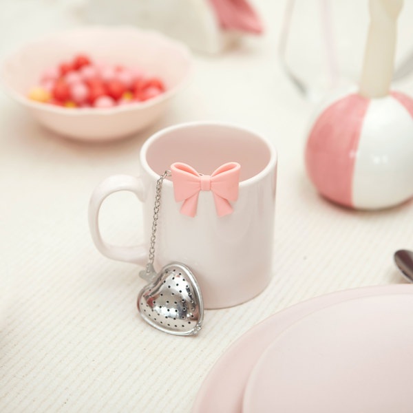 Balvi Infusor té Coquette Color rosa Con forma de lazo Inox/silicona