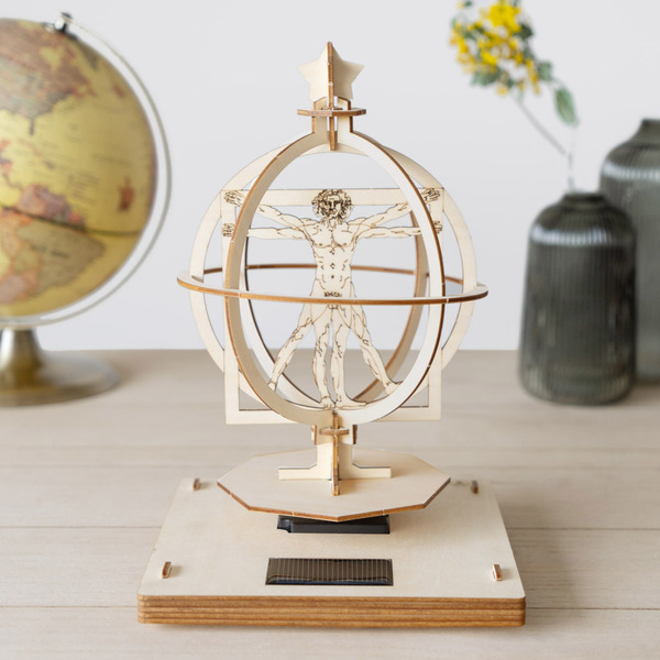 Balvi Puzle 3D Da Vinci Kit para Montar maqueta del Hombre De Vitruvio con Movimiento Funciona con luz Solar Madera 27 cm
